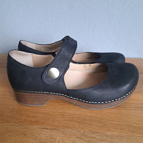 Dansko Beatrice Mary Jane Leather Block Heel Clog Burnished Nubuck EU 39 US 9 - Picture 1 of 12